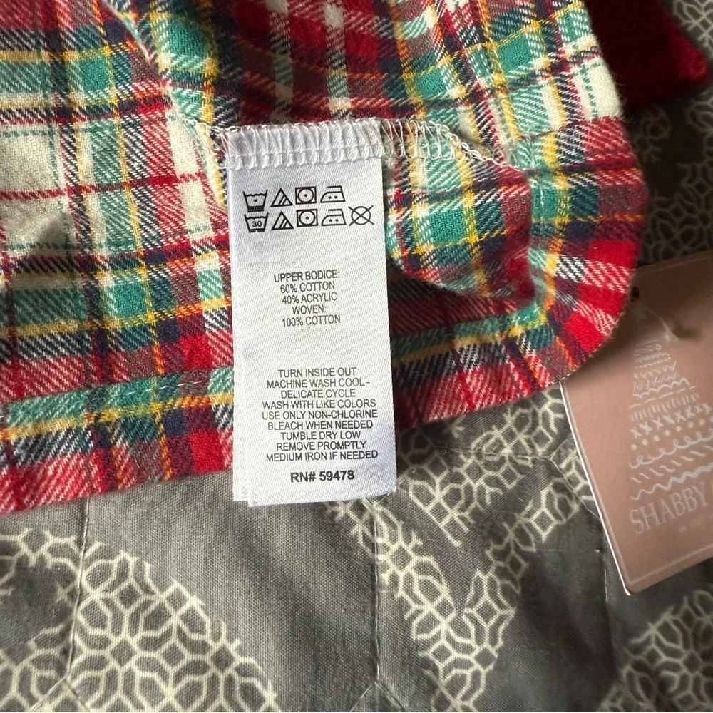 Shabby Chic Infant Holiday Red Plaid Dress with Bow and Tights. NWT 6-9 M